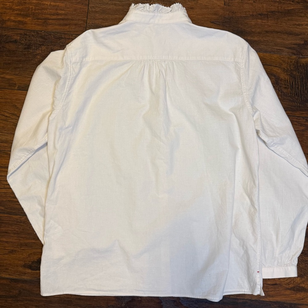 Ines de la Fressange x Uniqlo Ruffle Collar 100% Cotton Button-Up L French Chic - Picture 8 of 16
